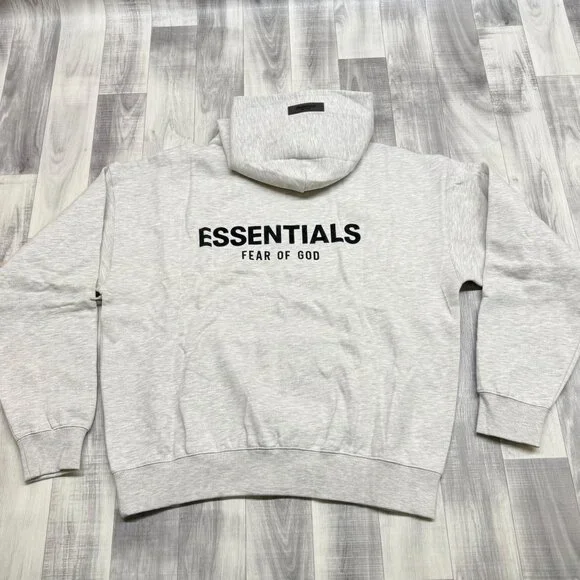 ✅Mens M Essentials Fear of God Grey/Light Oatmeal Hoodie Pullover Sweatshirt - Picture 2 of 9